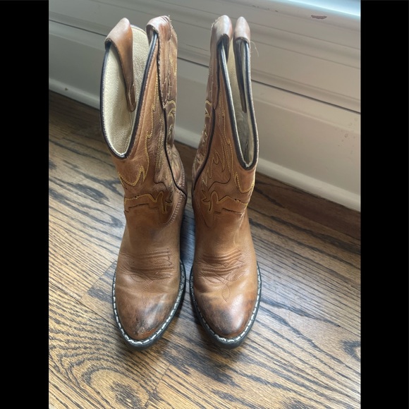 Old West Kids Brown Cowboy Cowgirl Boot 